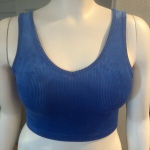 SHEIN Blue Ribbed Crop Top